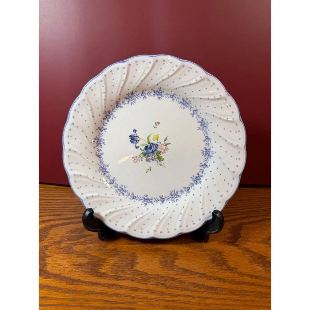 Nikko Blue Peony Set of 4 Porcelain Dessert/Salad Plates 7 3/4 inch -Japan